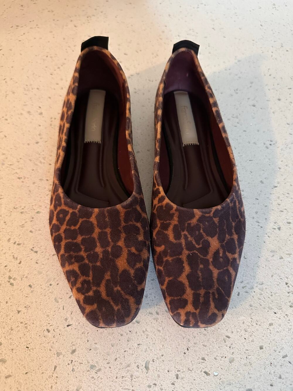 Franco Sarto Vana Leopard Animal Print Ballet Flats Size 8.5M Leather Slip On